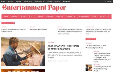 Featured on Entertainment Paper