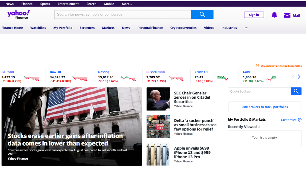 Yahoo discount usa finance